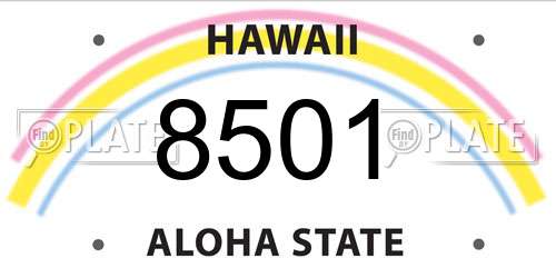 8501 Hawaii License Plate