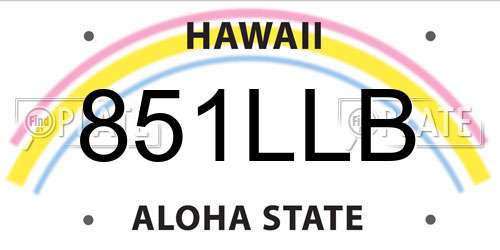 851LLB Hawaii License Plate