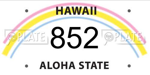 852 Hawaii License Plate