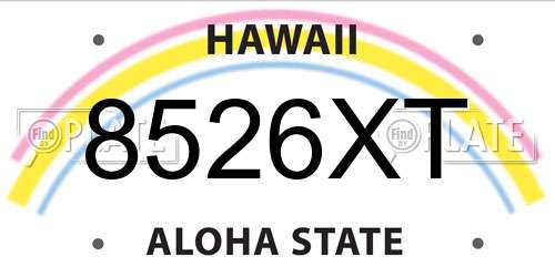 8526XT Hawaii License Plate