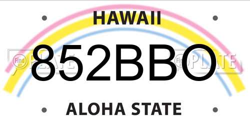 852BBO Hawaii License Plate
