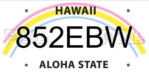 852EBW Hawaii License Plate