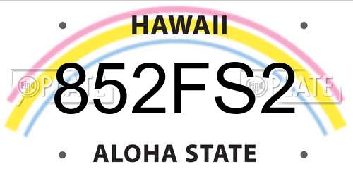 852FS2 Hawaii License Plate