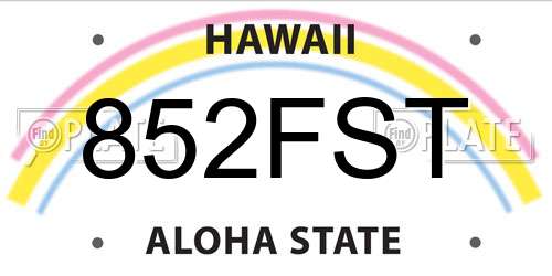 852FST Hawaii License Plate