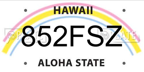 852FSZ Hawaii License Plate