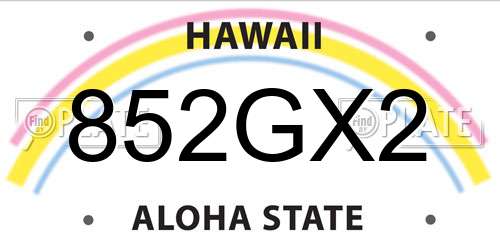 852GX2 Hawaii License Plate