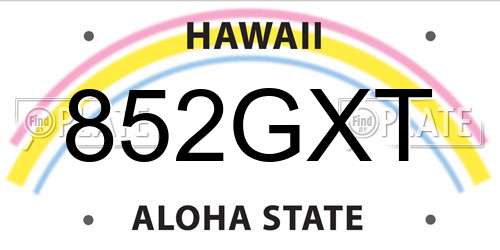852GXT Hawaii License Plate