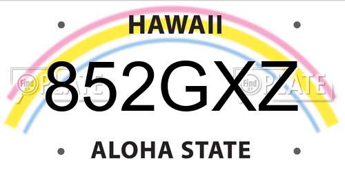 852GXZ Hawaii License Plate