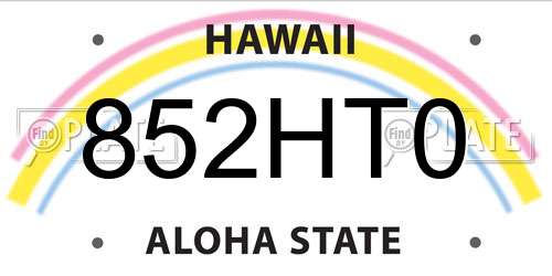 852HT0 Hawaii License Plate