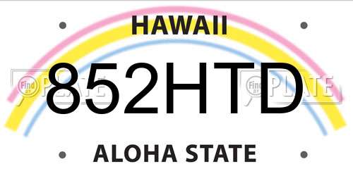 852HTD Hawaii License Plate
