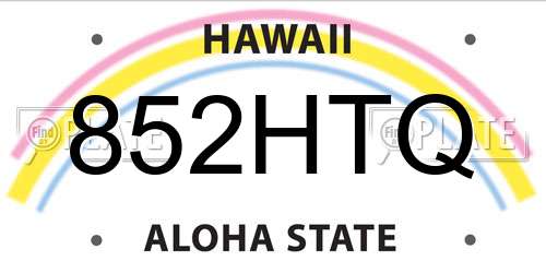 852HTQ Hawaii License Plate
