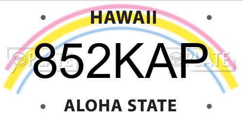 852KAP Hawaii License Plate
