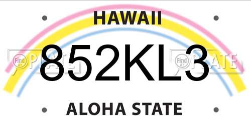 852KL3 Hawaii License Plate