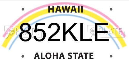 852KLE Hawaii License Plate