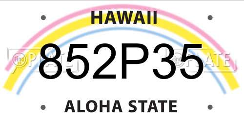 852P35 Hawaii License Plate