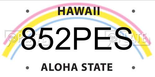 852PES Hawaii License Plate