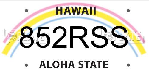 852RSS Hawaii License Plate