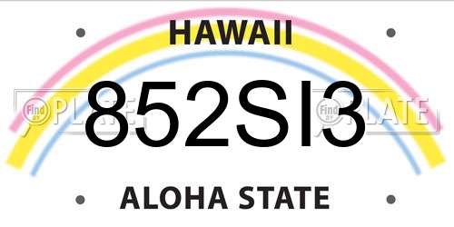 852SI3 Hawaii License Plate