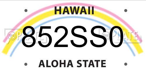 852SS0 Hawaii License Plate