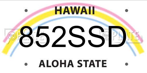 852SSD Hawaii License Plate