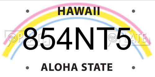 854NT5 Hawaii License Plate