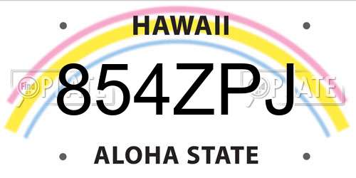 854ZPJ Hawaii License Plate