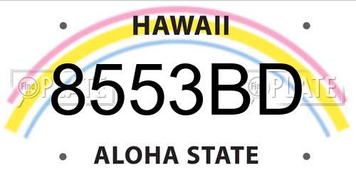 8553BD Hawaii License Plate