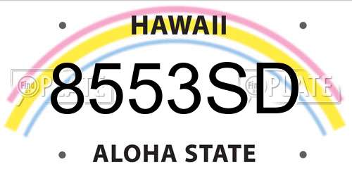 8553SD Hawaii License Plate