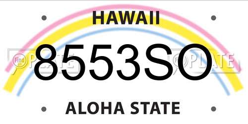 8553SO Hawaii License Plate