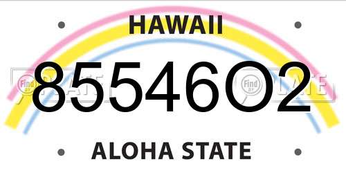 85546O2 Hawaii License Plate