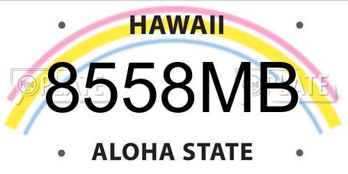 8558MB Hawaii License Plate
