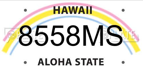 8558MS Hawaii License Plate