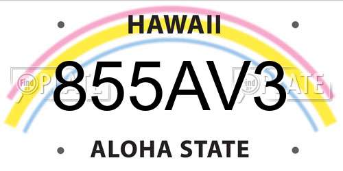 855AV3 Hawaii License Plate