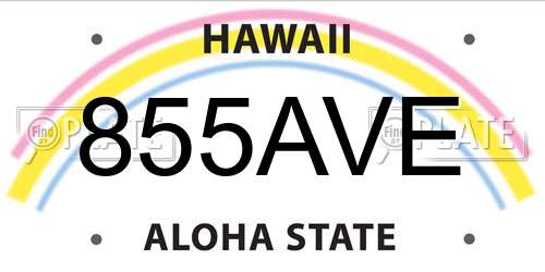 855AVE Hawaii License Plate