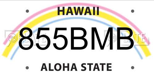 855BMB Hawaii License Plate