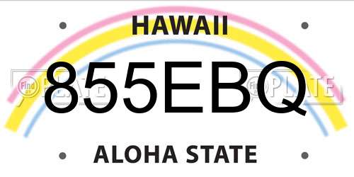 855EBQ Hawaii License Plate