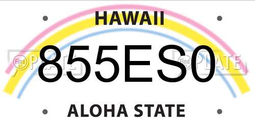 855ES0 Hawaii License Plate