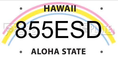 855ESD Hawaii License Plate