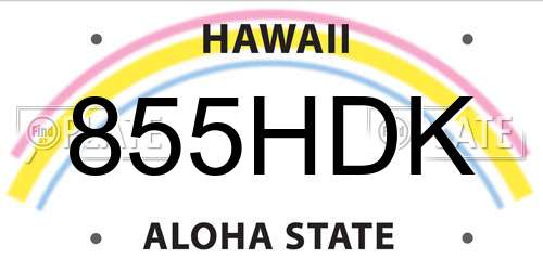 855HDK Hawaii License Plate