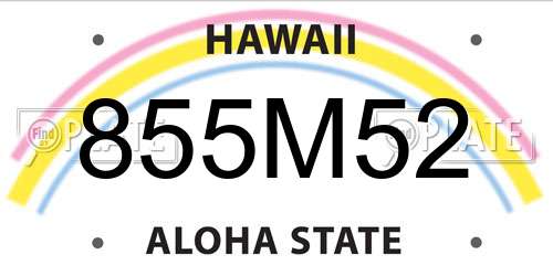 855M52 Hawaii License Plate