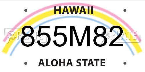 855M82 Hawaii License Plate