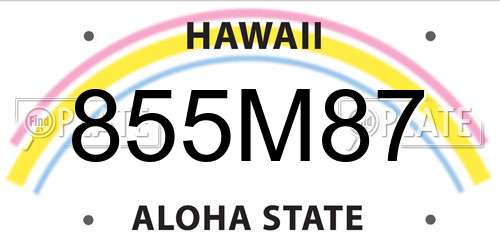 855M87 Hawaii License Plate