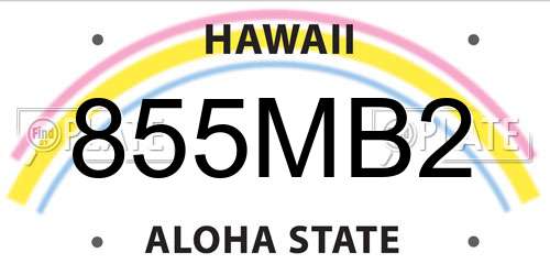 855MB2 Hawaii License Plate