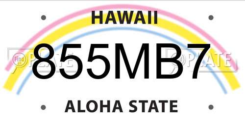 855MB7 Hawaii License Plate