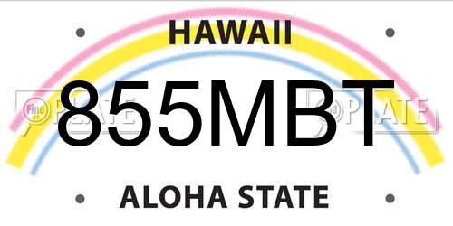 855MBT Hawaii License Plate