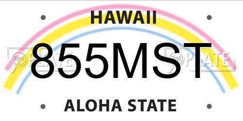 855MST Hawaii License Plate