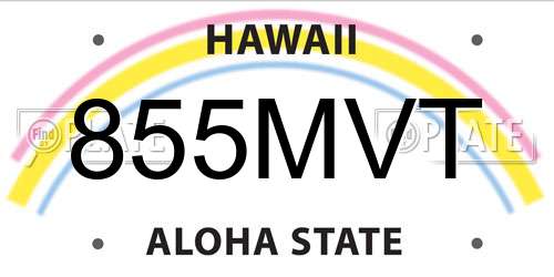 855MVT Hawaii License Plate
