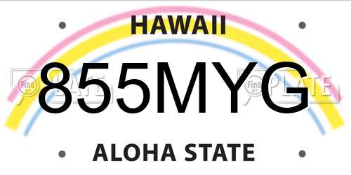 855MYG Hawaii License Plate