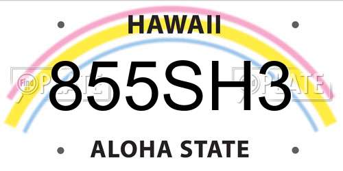 855SH3 Hawaii License Plate