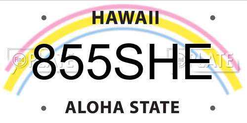 855SHE Hawaii License Plate